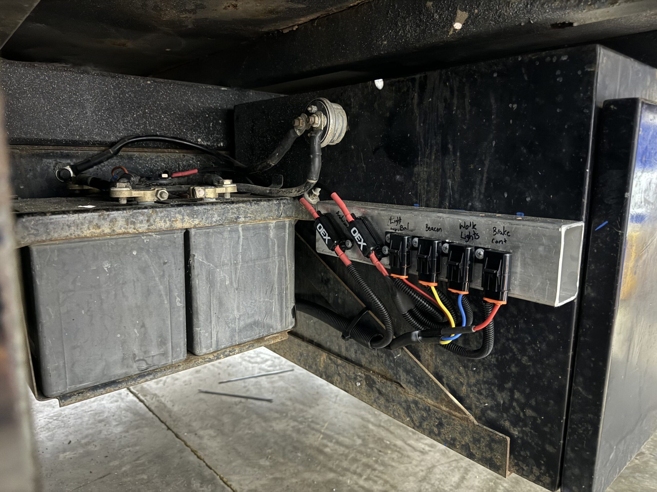 Installed battery and wiring system for vehicle electrical and RV power solutions